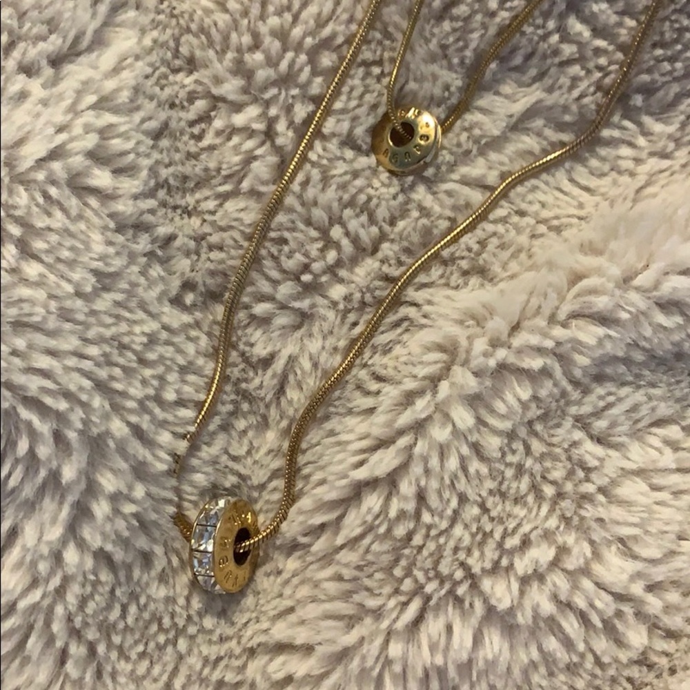 henri bendel Gold Layered Pendant Necklace with Clear Crystals